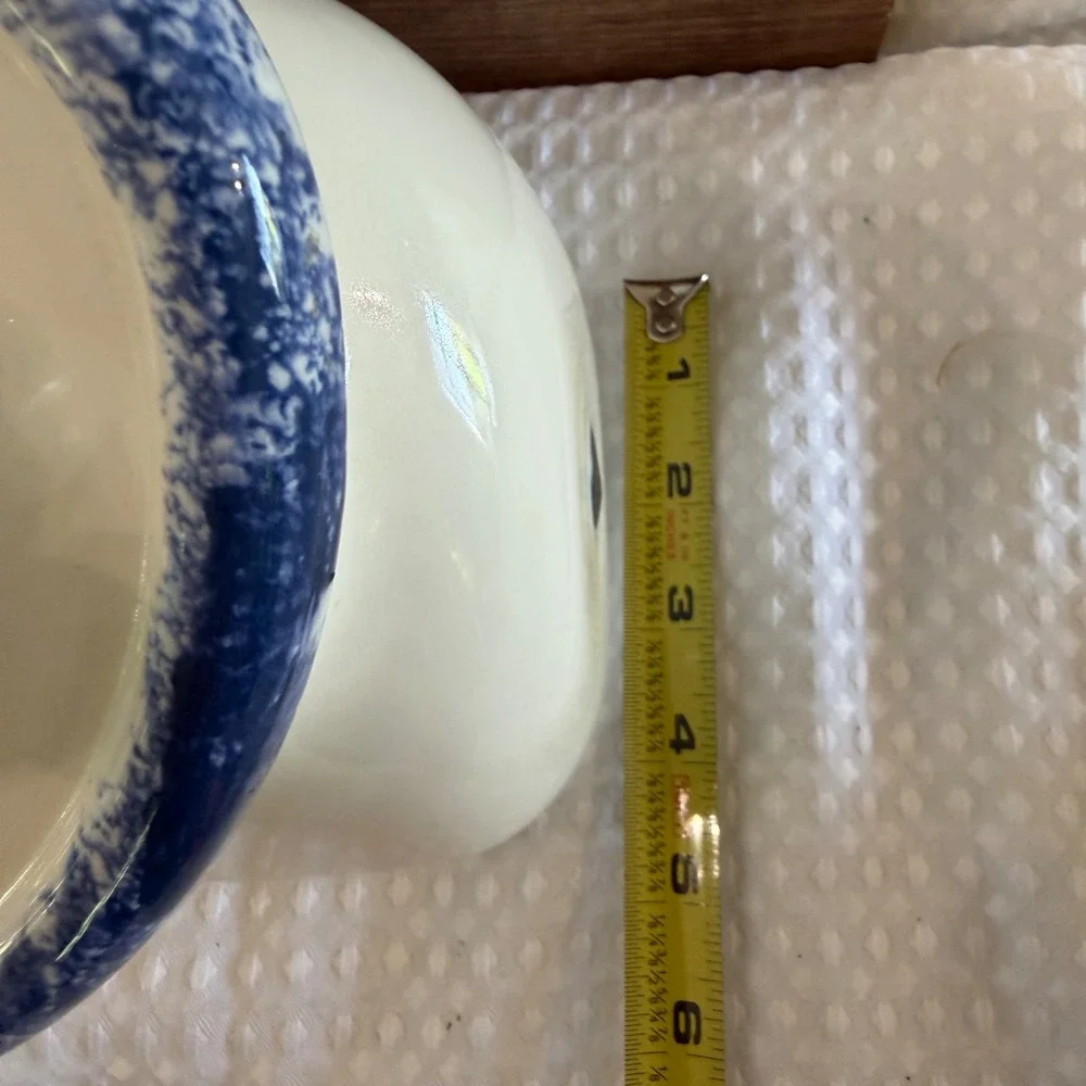 Country Heart Ceramic Duck Canister White Blue Heart Farmhouse CountryLiving Jar